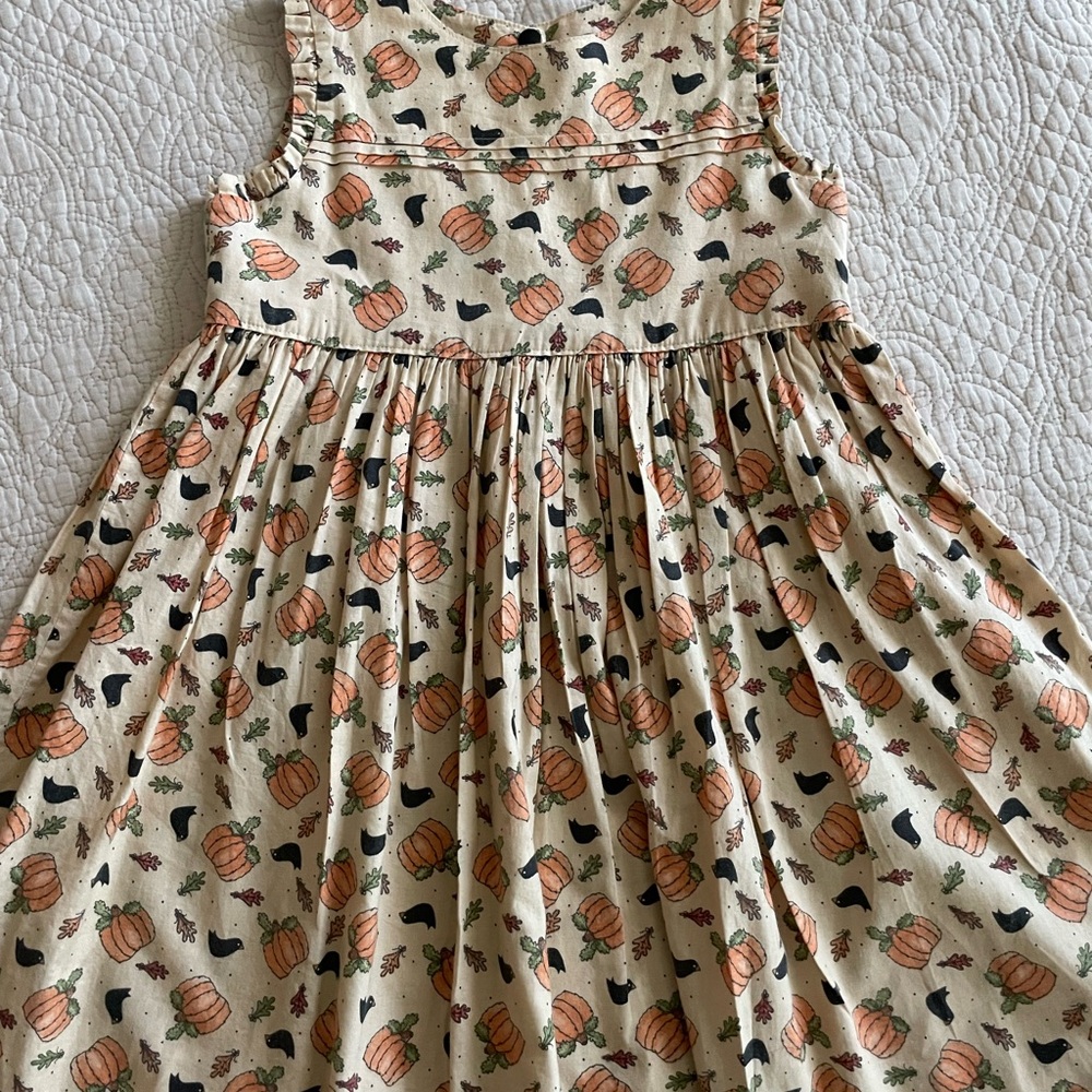 Charming Pumpkin Print Kids Dress